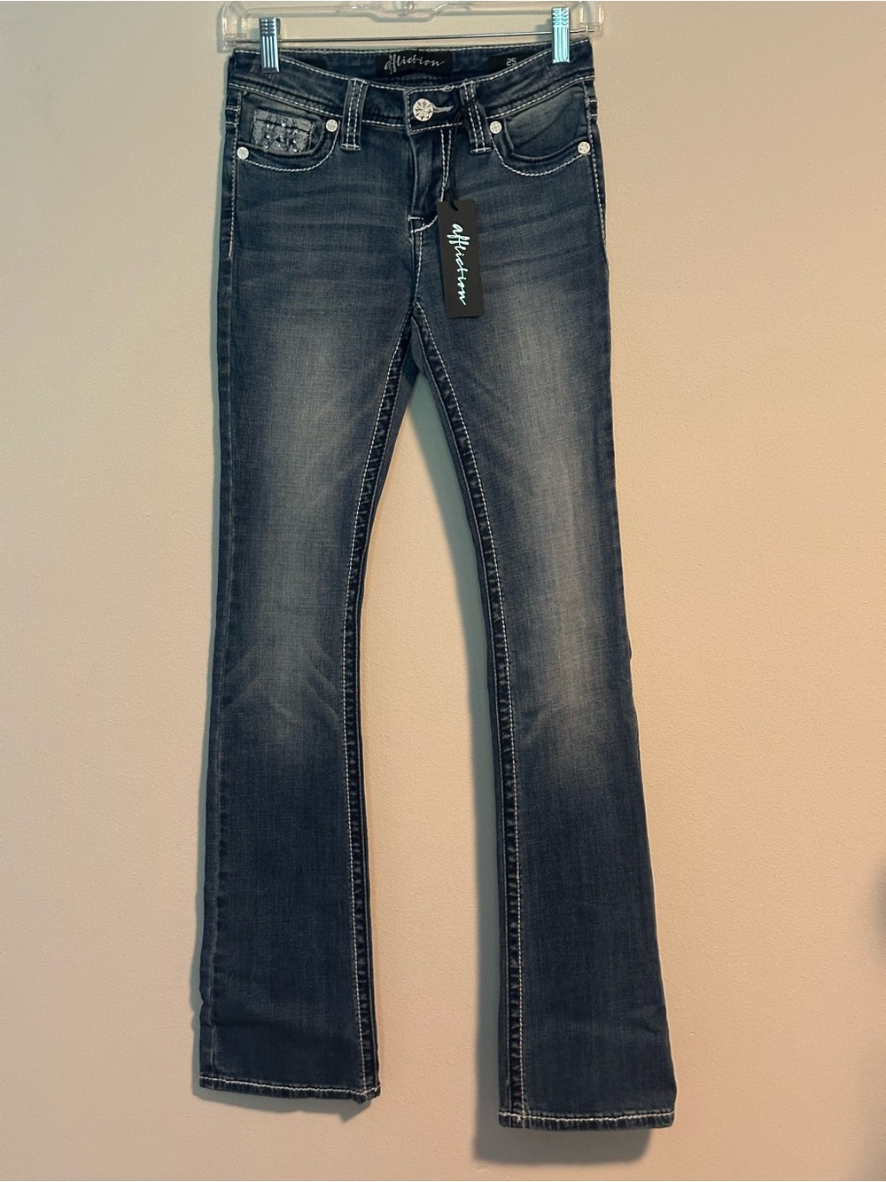 Affliction Jade Fleur Arizona Women’s 25 Bootcut Embellished Jeans NWT